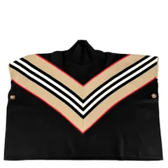 バーバリー ポンチョ レディース ウールニット ケープ アウター アパレル 服 BURBERRY M ベージュ ブラック 黒 ウール  カシミヤ  ポリアミド  エラスタン 春 秋 美品【中古品】のサムネイル