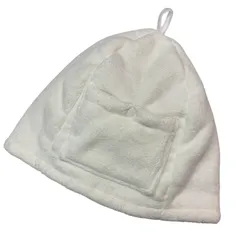 【新品未使用・即日発送】《深 - SHIN SAUNA HAT》 サウナハット メンズ レディース 大きめ 深め 62cm ポケット付き（ホワイト） ノーメイクOK 呼吸しやすい 集中しやすい サウナグッズのサムネイル