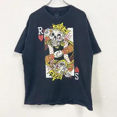 古着 used　DTA　半袖プリントTシャツ　パロディT　ドクロ　トランプ　黒　ブラック　XLサイズ