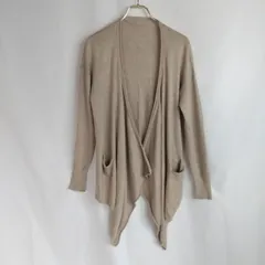 M1-02766 【Women】 earth music＆ecology(アースミュージックアンドエコロジー） カーディガン(F:L相当)/ベージュ  右側の裾に汚れ有  左側の裾上に糸引き有  左側の袖の中央に汚れ有  K-春秋