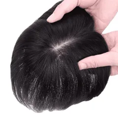 Luce brillare 部分ウィッグ ヘアピース ポイントウィッグ 女性 レディース 人毛100% かつら 前髪ウィッグ ショート トップピース トップカバー 前髪 つむじ 頭頂部 白髪カバー 医療用 中高年 年配 [ナチュラルブラック] [前髪未カット]