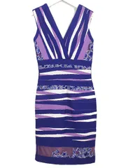 タダシショージ TADASHI SHOJI ノースリーブ ニット ワンピース 刺繍 S パープル 紫 ドレス