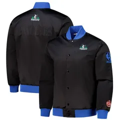 ミッチェルネス メンズ アウター ジャケット・ブルゾン サテン Mens Mitchell Ness Black Minnesota Timberwolves Hardwood Classics Teのサムネイル