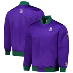 ミッチェルネス メンズ アウター ジャケット・ブルゾン サテン Mens Mitchell Ness Purple Milwaukee Bucks Hardwood Classics Team OGのサムネイル