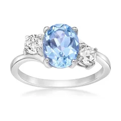 Gemminded レディース アクセサリー リング Gemminded Sterling Silver ISQA Blue Topaz LabCreated White Sapphire Ring Sterling ホワイト