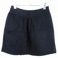 ドレステリア DRESSTERIOR 台形スカート ミニ ギャザー サイドファスナー 麻 リネン 無地 36 黒 ブラック ボトムス /T2