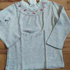 Monna Lisaモナリザ 長袖レースカットソー花柄刺繍付き 8y 128cm