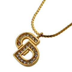 ★SALE【6jcb0238】クリスチャンディオール ネックレス CDロゴ GPメッキ ラインストーン ゴールド【中古】レディース