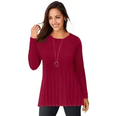 ジェシカロンドン レディース アウター ニット・セーター プラスサイズ Jessica London Womens Plusize Chevron Fit Flare Sweaterich Burgundy バーガンディ