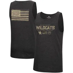 コロシアム メンズ トップス Tシャツ Mens Colosseum Heathered Blackentucky Wildcats Military Appreciation OHTransportank Top Ken Charco ブラック