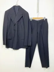 COMME CA MEN コムサメン ダブル スーツ 2点 ジャケット パンツ ストライプ セットアップ size3/黒 ■■◎メンズ