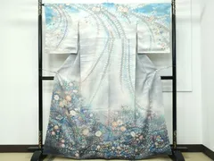 平和屋着物●極上　越後十日町の一流染匠　桐屋・翠山工房　訪問着　辻が花　絞り　暈し染め　銀通し地　逸品　CZAA5550s6