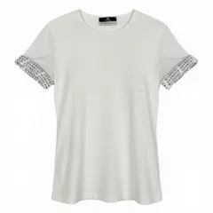 Ic27 GIVENCHY ジバンシー 半袖Tシャツ スリーブブランドロゴ ストレッチ素材 トップスカットソー イタリア製 ホワイト レディース 女性用u02tのサムネイル