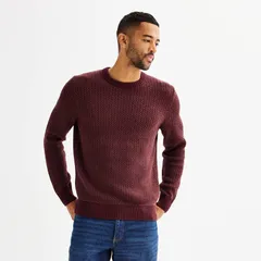 ソノマ メンズ アウター ニット・セーター クルーネック Mensonoma Goods For Life Heavyweight Birdseye Crewneck Sweater Burgundyのサムネイル