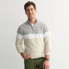 ソノマ メンズ アウター ニット・セーター Mensonoma Goods For Life Lightweight 14Zip Sweater Grey Tan Color Block グレーのサムネイル