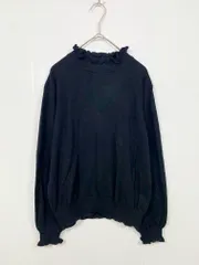 CHILD WOMAN チャイルドウーマン フリル付き ハイネック コットン ニット セーター sizeF/黒  ■■ レディース