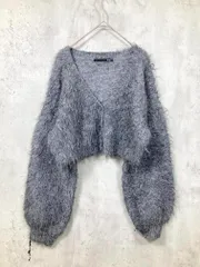 Heather ヘザー モヘア ニット シャギー ショート丈 カーディガン sizeF/グレー ■■ レディース