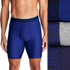 アンダーアーマー メンズ アンダーウェア ボクサーパンツ Mens Under Armour 3pack Performance Tech 9in Long Leg Boxer Briefs Royaのサムネイル