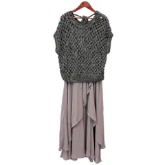 良品 24AW PROPORTION BODY DRESSING プロポーションボディドレッシング テープヤーンニット キャミワンピース セット M パープル レディース 古着 中古 USED