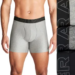 アンダーアーマー メンズ アンダーウェア ボクサーパンツ Mens Under Armour 3pack Performance Tech 6in Boxer Briefsteelのサムネイル