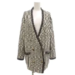 ザラ ZARA カーディガン ニット ダブルブレスト 長袖 厚手 S 黒 ブラック 白 ホワイト /GV