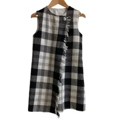 良品 IL GUFO イルグッフォ ブロックチェック ノースリーブワンピース 10anni ブラック×ホワイト×グレー キッズ 古着 中古 USED