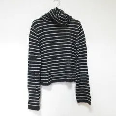美品 ALLSAINTS オールセインツ モヘヤブレンド ボーダー タートルネック ニット プルオーバー セーター S ブラック レディース 古着 中古 USEDのサムネイル