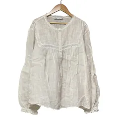 美品 ZARA ザラ ピンタック シアーブラウス シャツ L ライトピンク レディース 古着 中古 USED