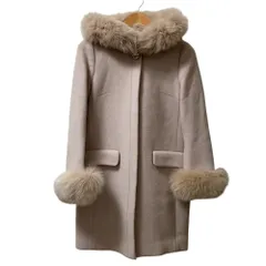 美品 Apuweiser-riche アプワイザーリッシェ 5WAY ファーフード付き ノーカラーコート サイズ2 スモークピンク レディース 古着 中古 USED