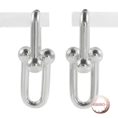 TIFFANY&Co. ティファニー ハードウェア ラージ リンク ピアス スターリングシルバー シルバー【中古】