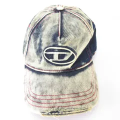 美品 25SS DIESEL ディーゼル C-SEYMON CAPPELLO エンボスロゴ ウォッシュ ダメージ加工 デニム キャップ A06467 サイズ2 ブルー メンズ レディース 古着 中古 USED