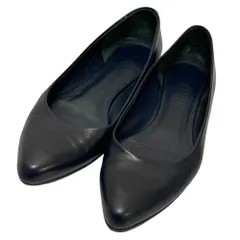 美品 JIL SANDER ジルサンダー レザー ポインテッドトゥ フラットシューズ パンプス サイズ36 1/2 約23.5cm ネイビー レディース 古着 中古 USEDのサムネイル