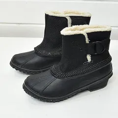 新品SOREL ソレル NL2135-010 Winter Fancy 2 ウィンターファンシー ボア レザーショートブーツ ブラック 24cm｜21g2069*B