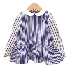 ラルフローレン RALPH LAUREN チュニックシャツ 長袖 ストライプ コットン ロゴ ブルー 24M 青 ブルー 白 ホワイト /JS