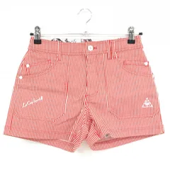 【超美品】ルコックゴルフ ショートパンツ レッド×白 ストライプ ストレッチ レディース 7 ゴルフウェア le coq sportif