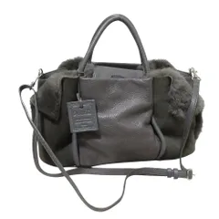 美品 Potior ポティオール ムートン 2WAY ハンドバッグ ショルダーバッグ グレー レディース 古着 中古 USED