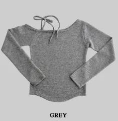 オフショルダー紐長袖Tシャツ