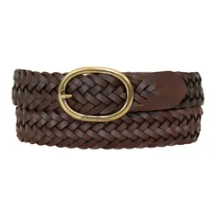 エディー バウアー レディース アクセサリー ベルト レザー Womens Eddie Bauer 115in Woven Leather Belt Brown ブラウンのサムネイル