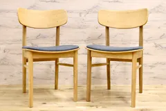 GMIN2A○無印良品 / MUJI ラウンドチェア ダイニングチェア オーク材 2脚セット ナチュラル 北欧スタイル 定価約5.9万のサムネイル