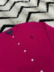 実寸L POLO RALPH LAUREN(ポロラルフローレン) ラウンド ケーブル編み ニット/ホットピンク