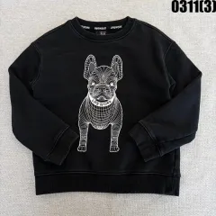 L ライフウォーク キッズ 犬 プリンティング スウェット ブラック 0311(3)