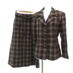 バツ Ba-tsu セットアップ ジャケット ロングスカート チェック柄 ウール M ブラウン系 /UO