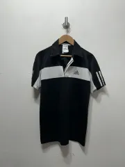 アディダス ブラック/白 半袖 カラーTシャツ M