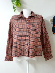 UNIQLO U スモールチェック柄シャツ 66 レッド M