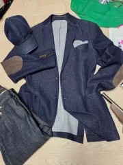 (3回着用)(ITALY)ELEVENTY デニム ブレーザー Indigo パッチ ジャケット