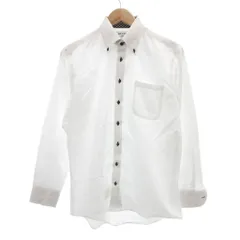 オリヒカ ORIHICA 形態安定 ボタンダウン ドレスシャツ 長袖 シャドーチェック 格子柄 L 白 ホワイト /UO