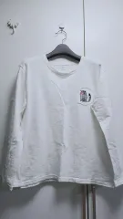 PIONA 猫 刺繍 白 長袖 Tシャツ