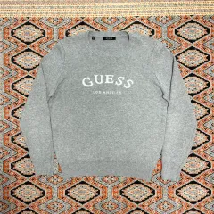 GUESS 文字ロゴ グレー ニット メンズM