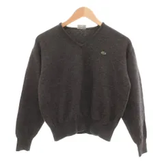 ラコステ LACOSTE 文字ワニ ニット セーター ウール 長袖 Vネック ロゴ 3 グレー /UO