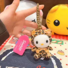 クラシック Sanrio hello kitty(ハローキティ) レオパード ブラウン ストラップ キーホルダー ぬいぐるみ